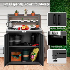Feasto Garden Potting Bench drawer storage keeps tools organized and accessible.