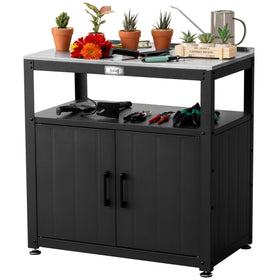 Feasto garden potting bench with stainless top for durable outdoor potting tasks