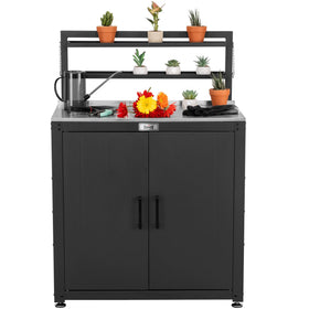 Feasto Garden Potting Bench table top with rust-resistant stainless steel for easy cleaning.