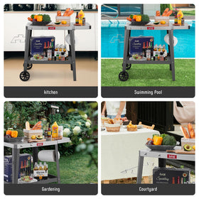 Feasto outdoor bar cart offers storage while keeping the top ready.