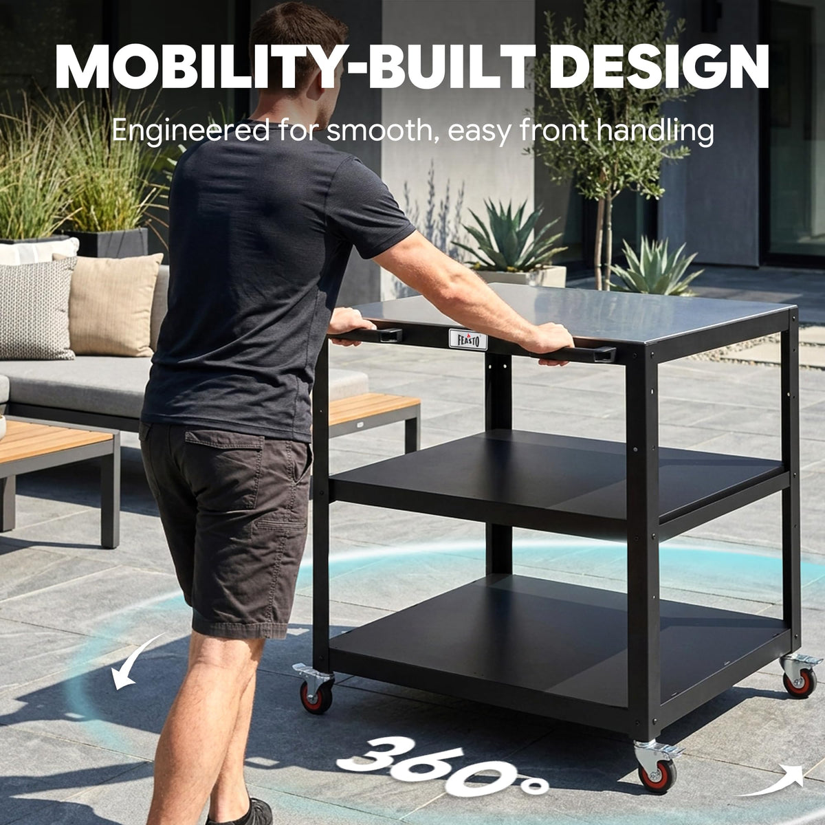 Feasto leveling feet stabilize the table on uneven outdoor surfaces