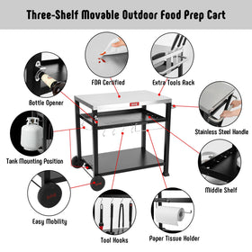 Feasto middle shelf with raised edges holds plates securely.