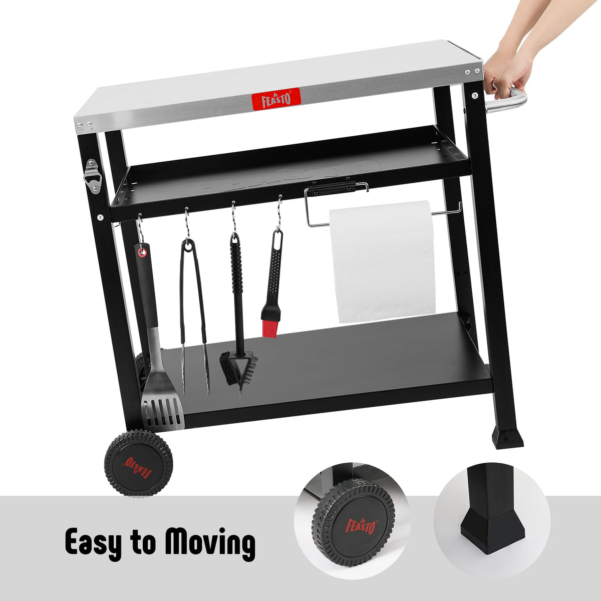 Feasto versatile cart for indoor or outdoor cooking.