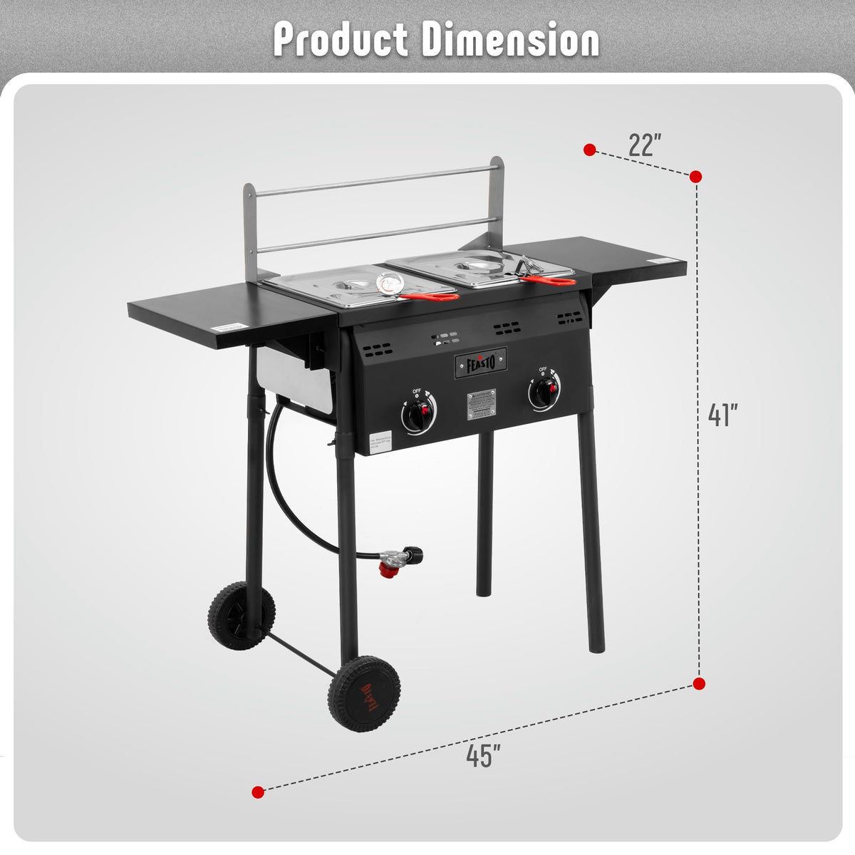 Feasto dual baskets enable managing two frying batches efficiently