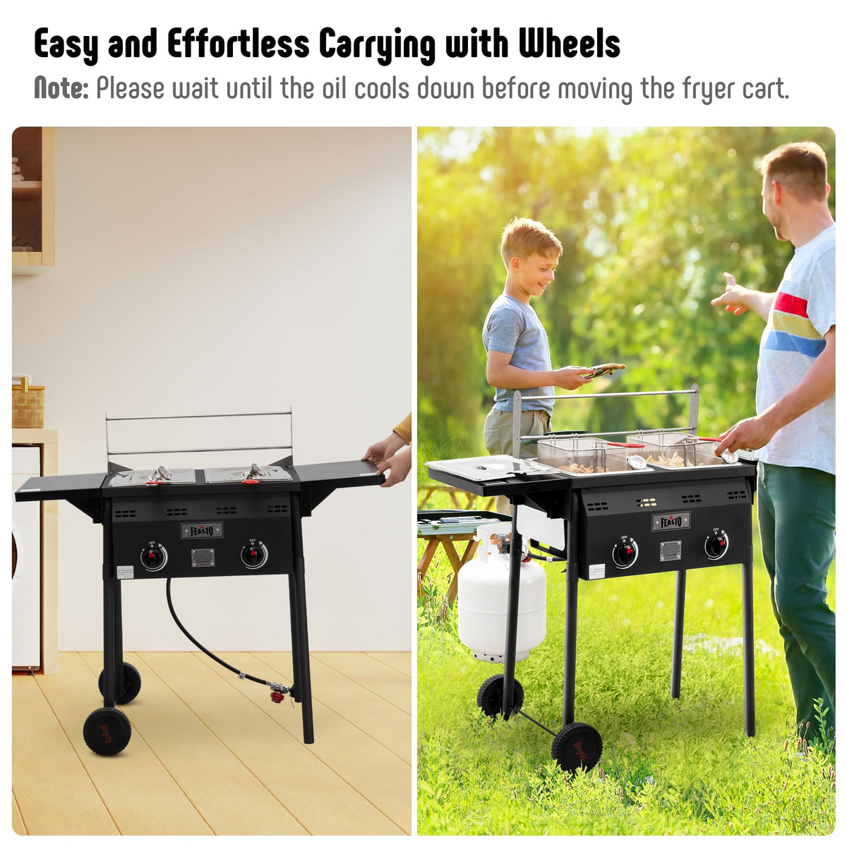 Feasto removable fry pots for quick cleanup after cooking