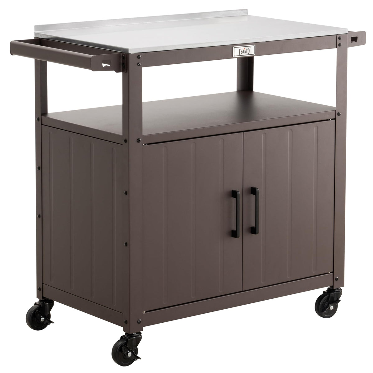 Feasto grill cart with stainless steel top for easy outdoor food prep