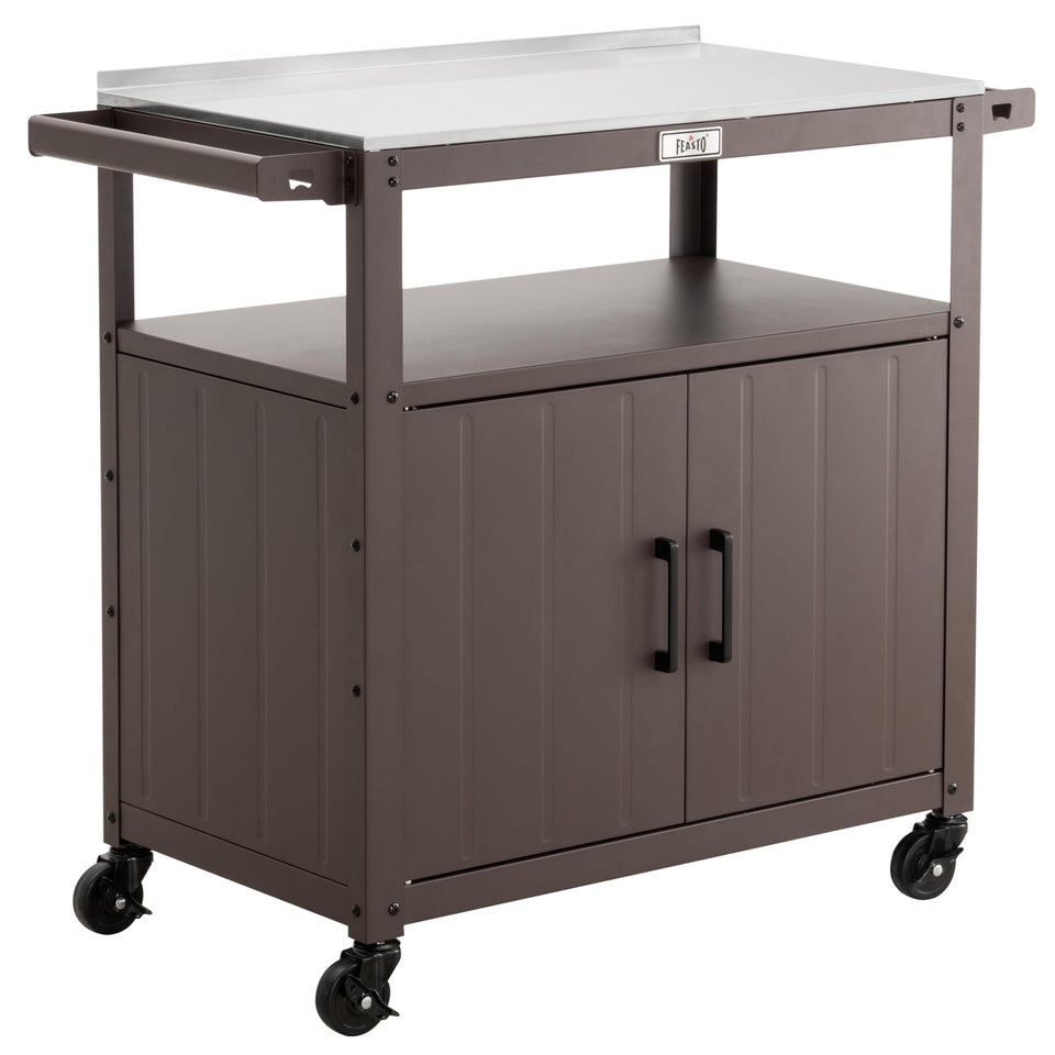 Feasto grill cart with stainless steel top for easy outdoor food prep