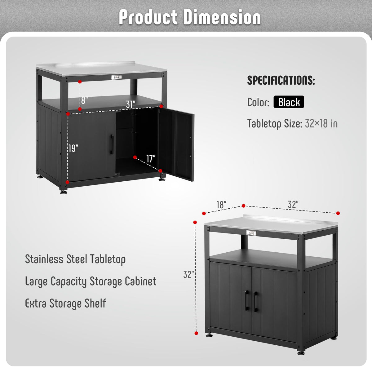 Feasto outdoor work table at waist height reduces back strain during gardening