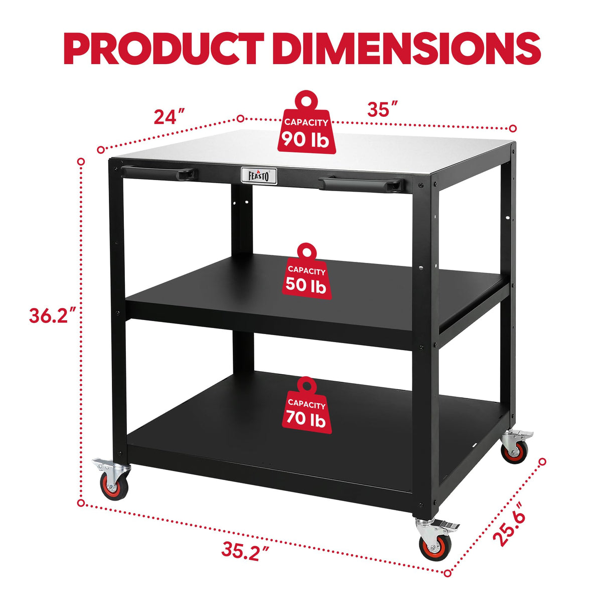 Feasto three-tier layout keeps utensils and ingredients organized
