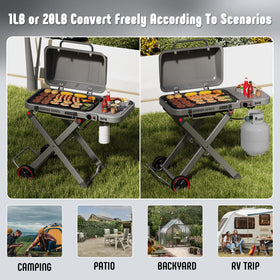 Feasto wheeled portable grill on grass shows versatile outdoor use