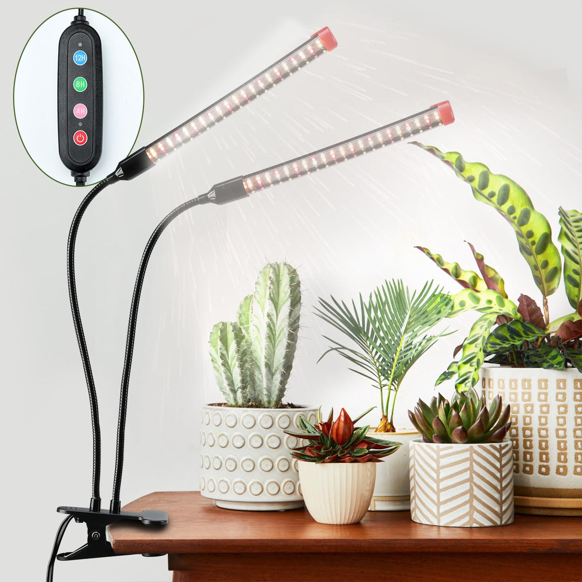 FECiDA 2Head Clip Grow Light for seed starting with bright, even illumination.