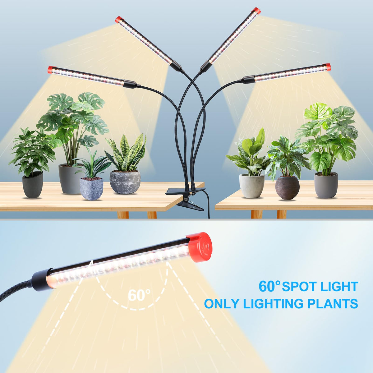 FECiDA 360° gooseneck enables precise directional lighting for plants.