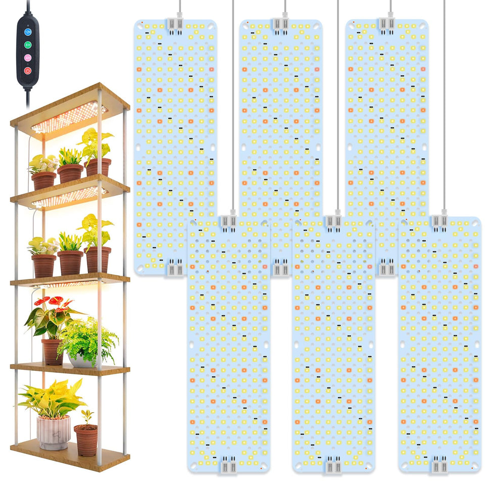 FECiDA 6-pack panel grow light front view showing full-spectrum LEDs for healthy plant growth