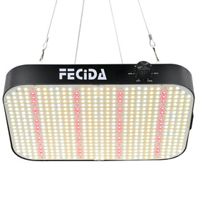 FECiDA 600W equivalent LED grow light front view showing full spectrum suitable for all stages