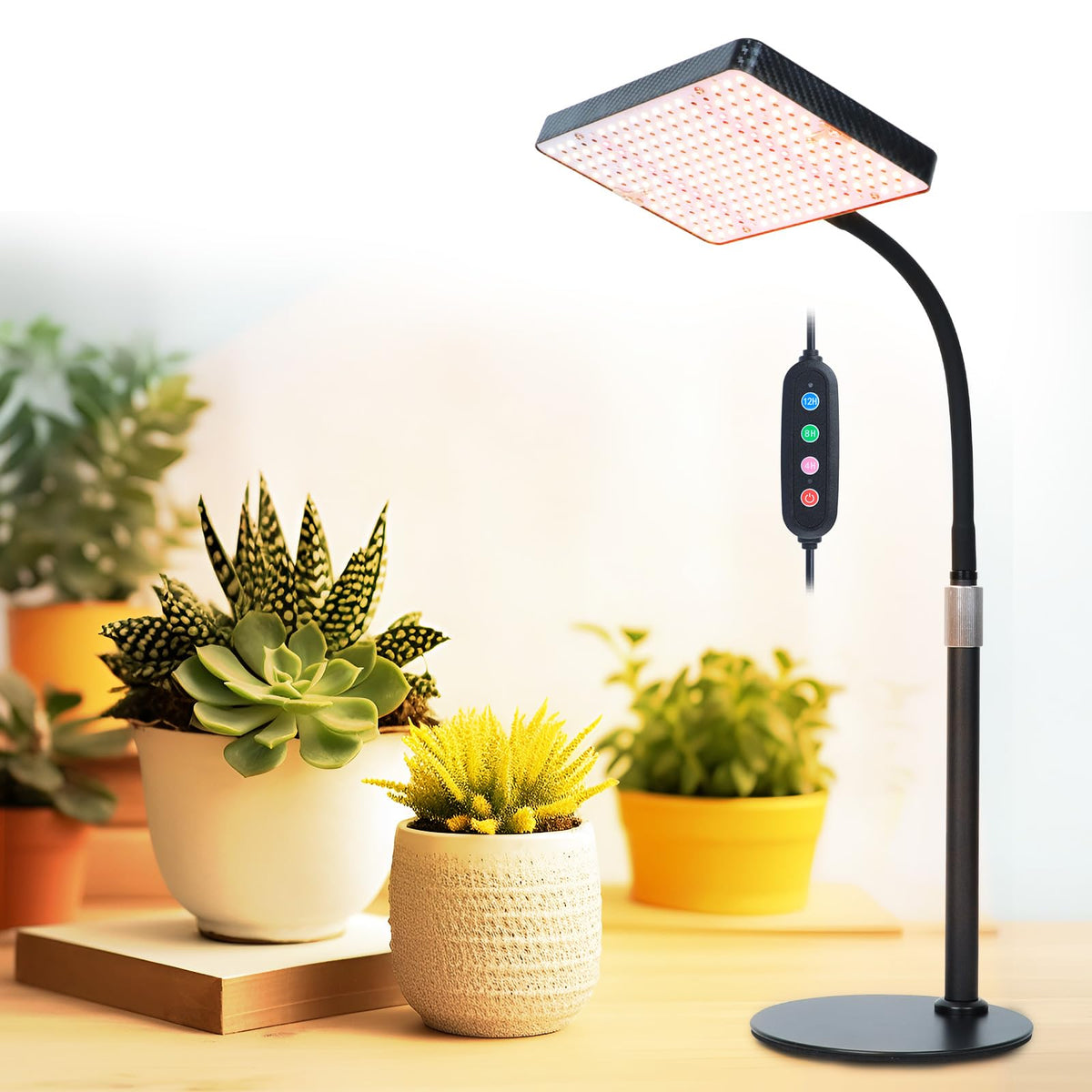 FECiDA tabletop grow light provides full spectrum illumination for indoor plants.