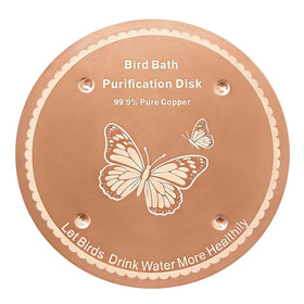 FeciFeco bird bath purification disc in water clarifying outdoor bathwater.