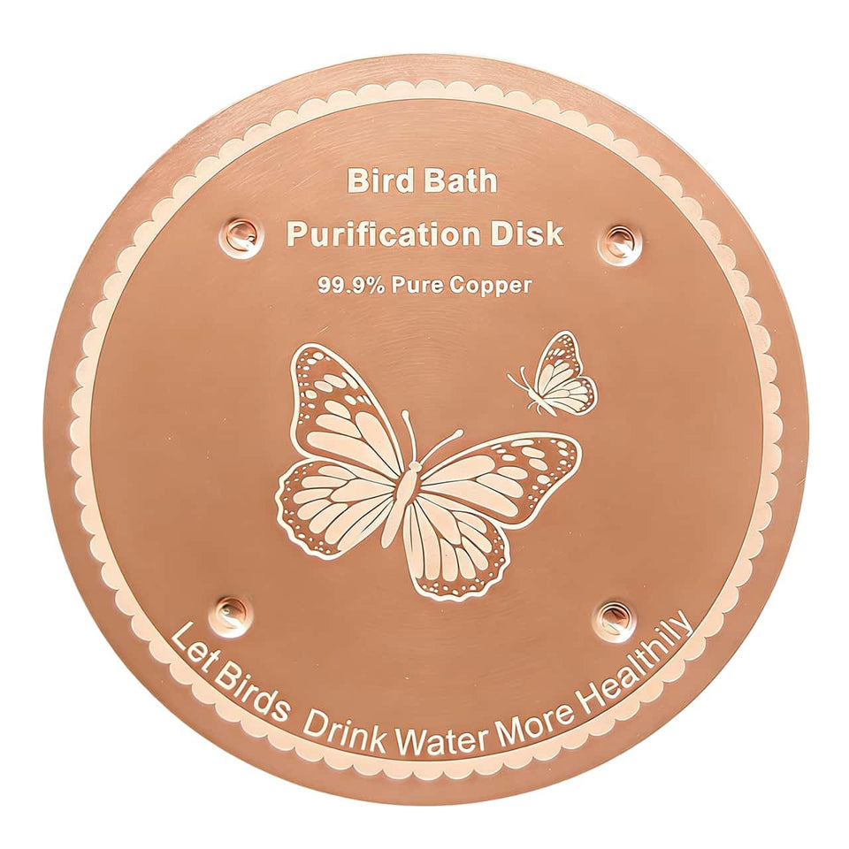 FeciFeco bird bath purification disc in water clarifying outdoor bathwater.