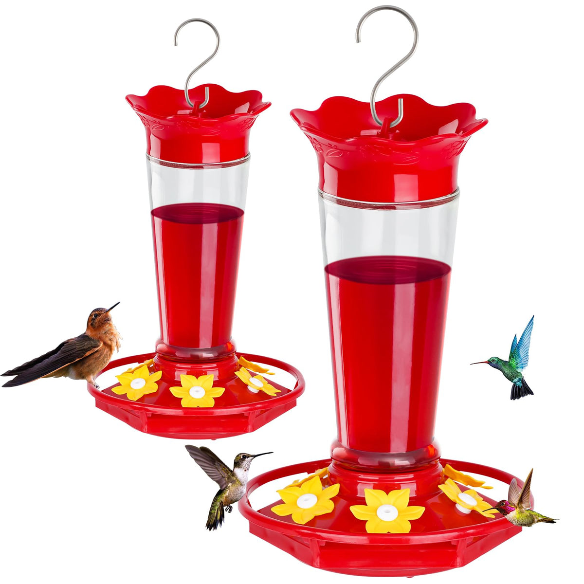 FEED GARDEN 10oz hummingbird feeder anti-ants bee-proof protects nectar outdoors.