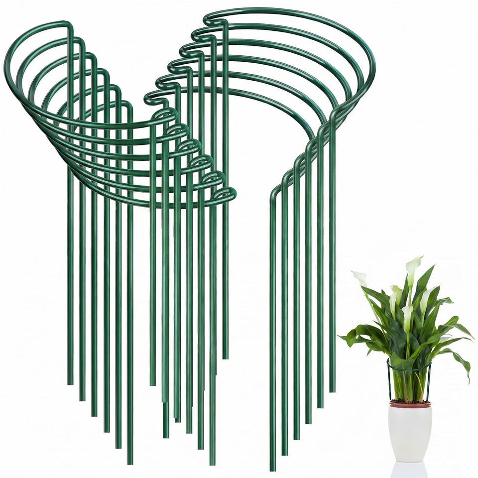 FEED GARDEN 12-pack plant support rings provide sturdy 16-inch framing for tall blooms.