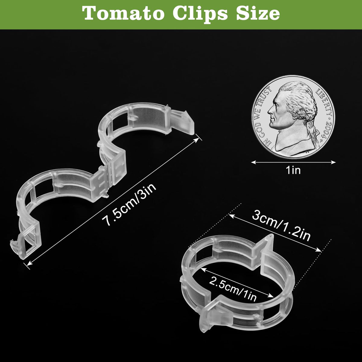 FEED GARDEN one-inch opening clip supports thick cucumber stems.