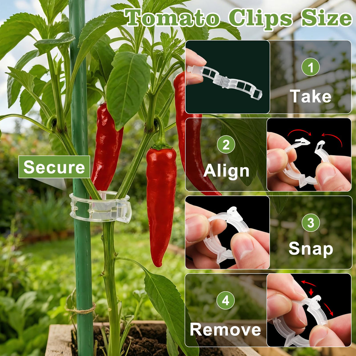 FEED GARDEN snap-design clips install quickly with one hand.