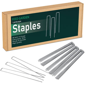 FEED GARDEN 12 inch galvanized landscape staples pack for durable soil securing