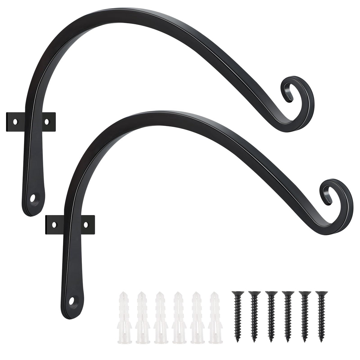 FEED GARDEN 12 inch hanging bracket in black iron for durable outdoor plant displays