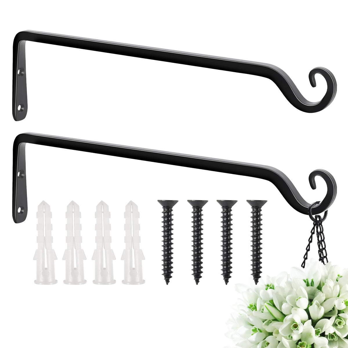 FEED GARDEN 15 inch bracket pair, black, for planters and decor
