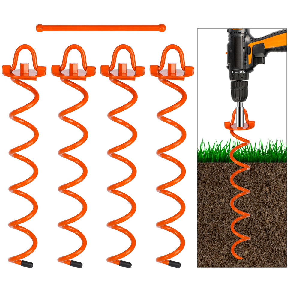 FEED GARDEN 16inch spiral ground anchors dig deep for firm hold in windy conditions.