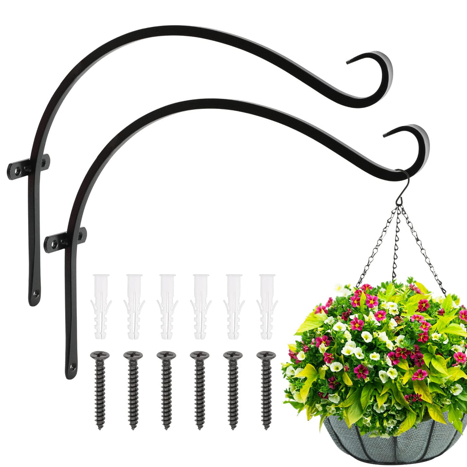 FEED GARDEN 18 inch outdoor hanging bracket supports bird feeders and lanterns with rust resistant durability.