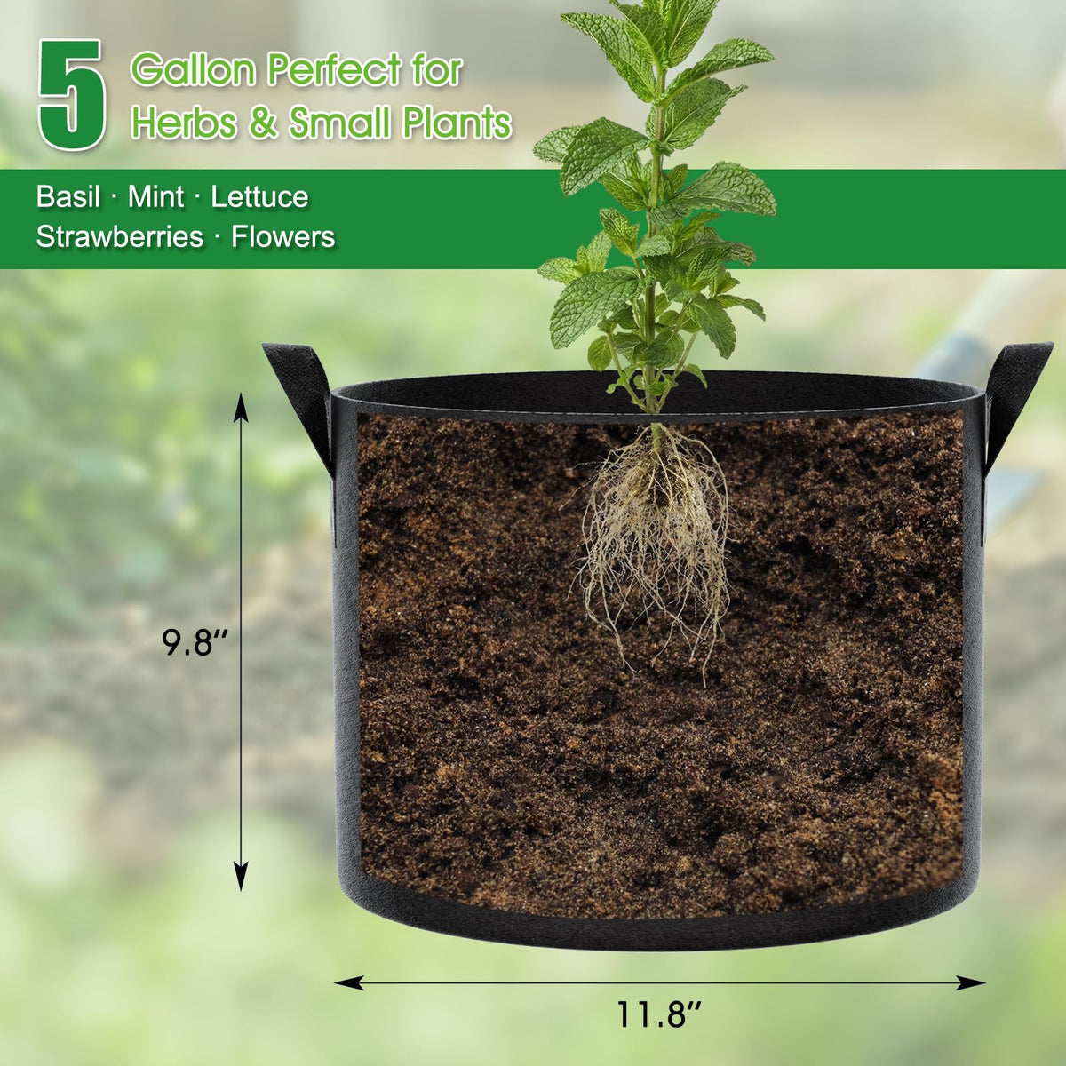 FEED GARDEN 300G thick fabric detail—durable grow bag material resists tearing