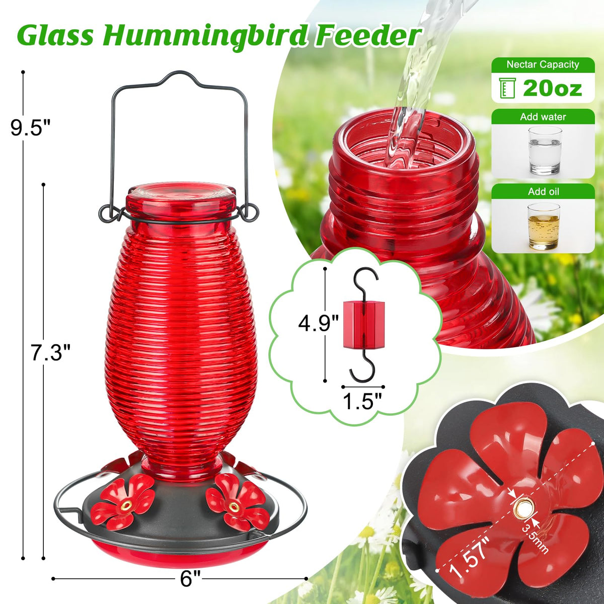 FEED GARDEN 360-degree perches invite multiple hummingbirds to perch