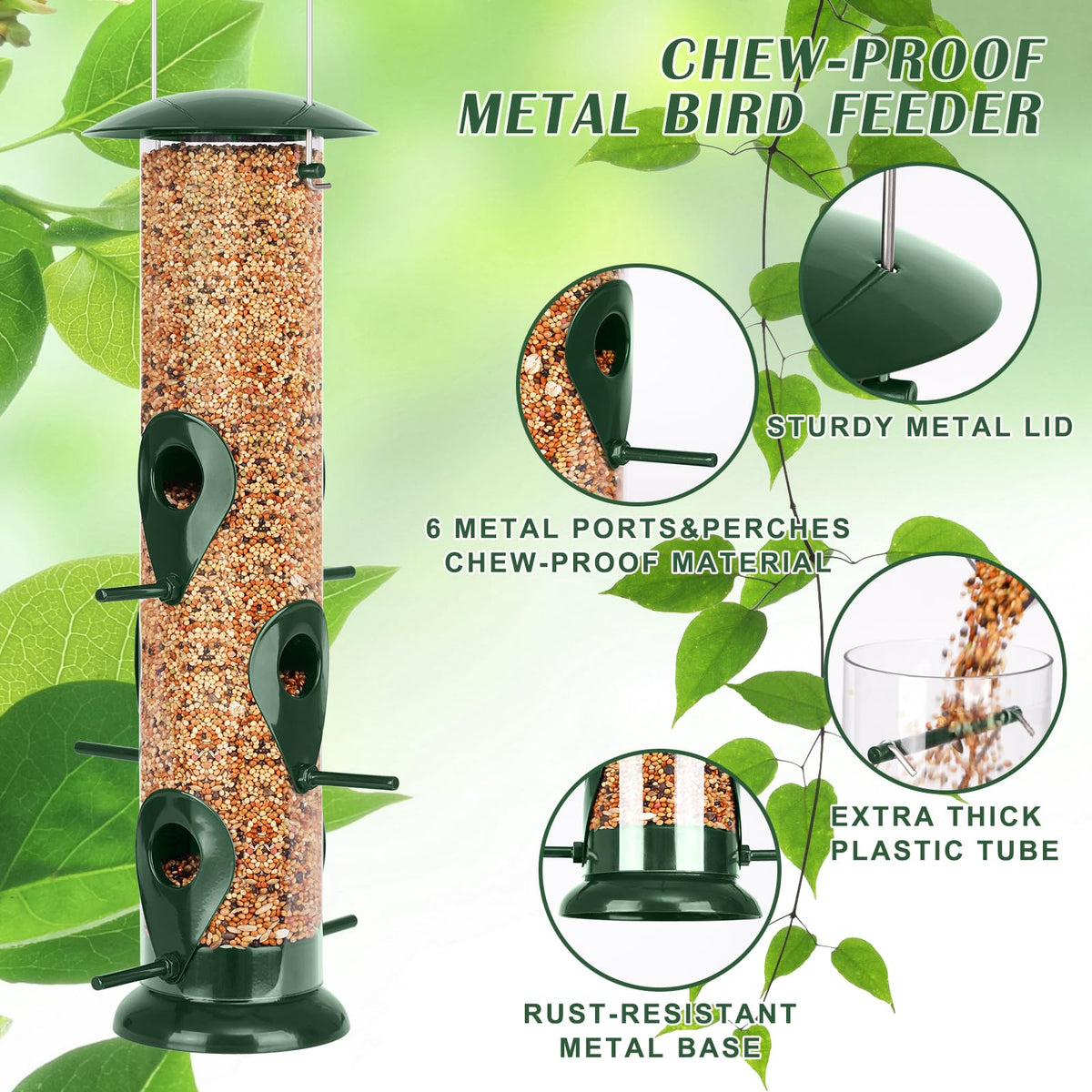 FEED GARDEN six metal ports with perches for multiple birds