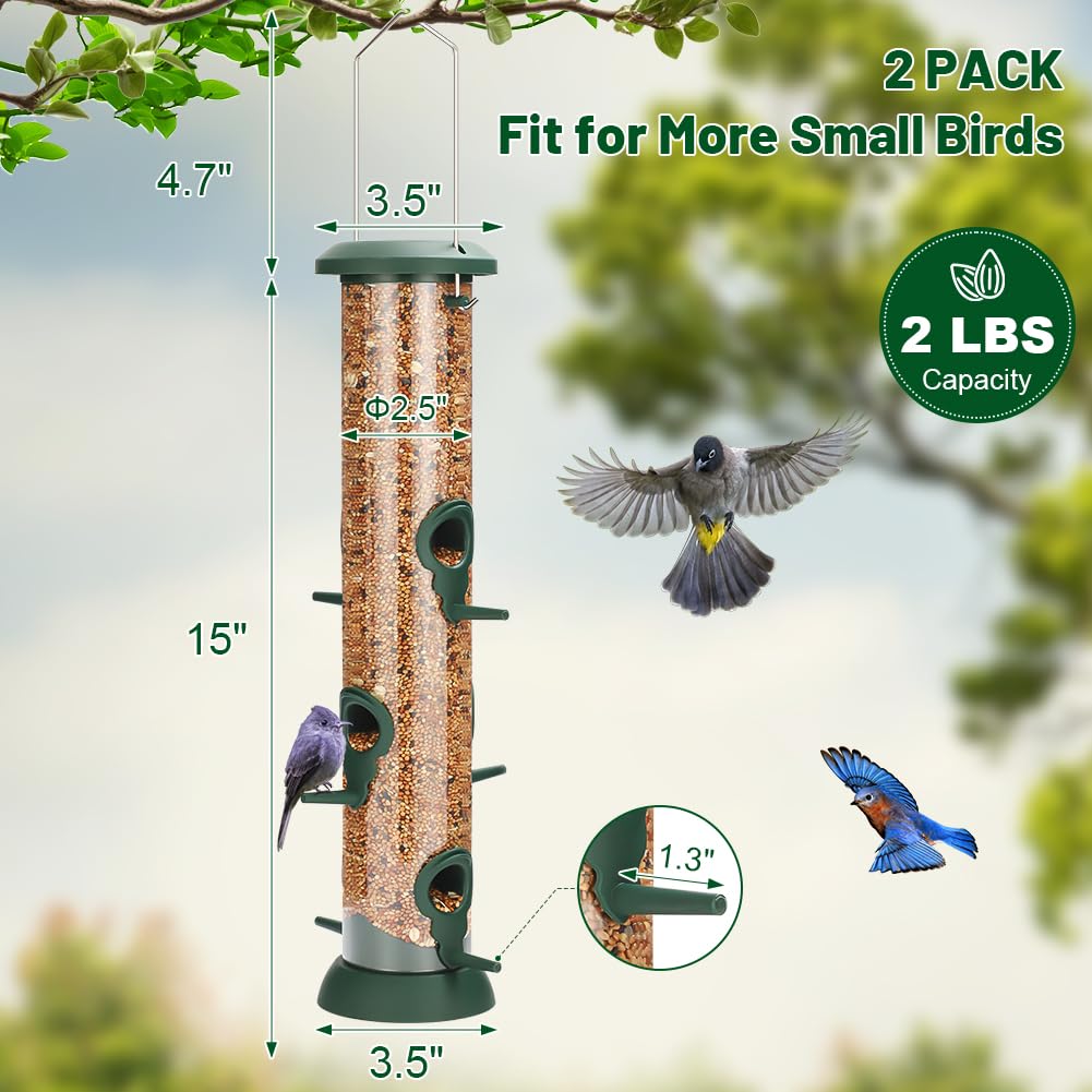 FEED GARDEN tube feeder with 6 ports supports multiple birds at once.
