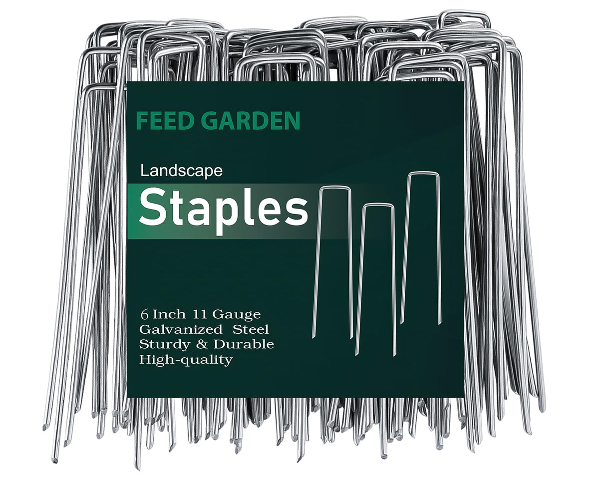 FEED GARDEN 6-inch galvanized landscape staple: sturdy ground anchoring for fabric and hoses.