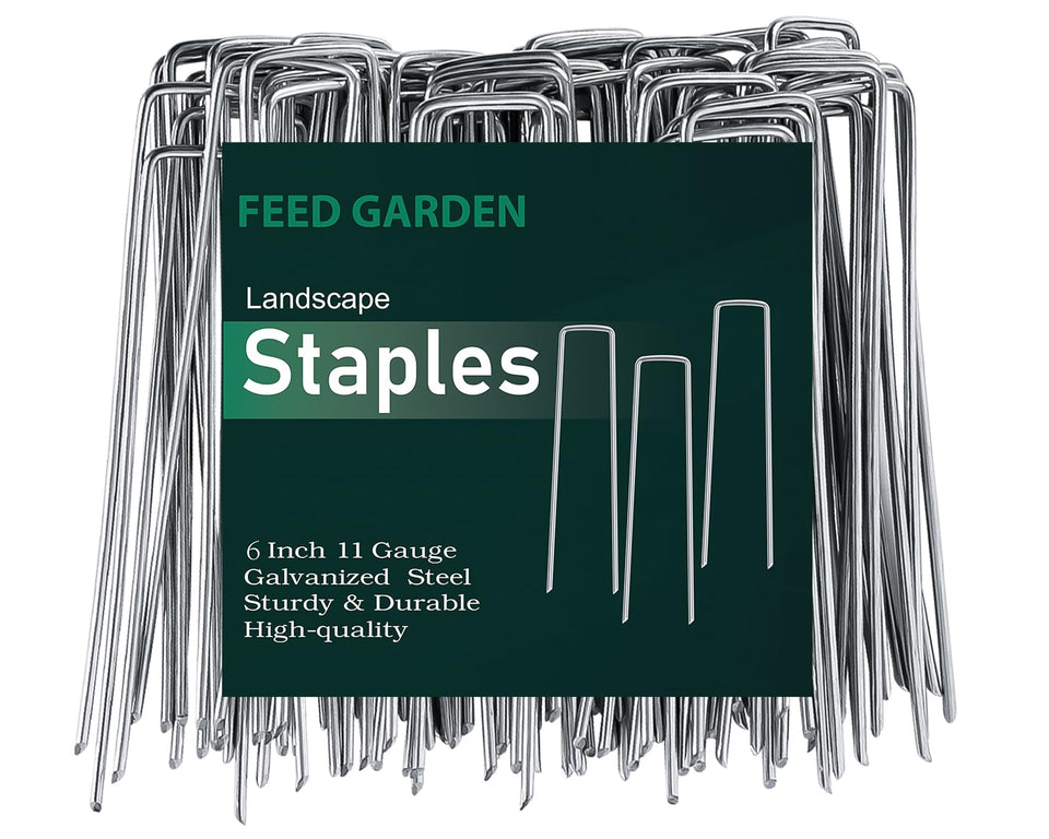 FEED GARDEN 6-inch galvanized landscape staple: sturdy ground anchoring for fabric and hoses.