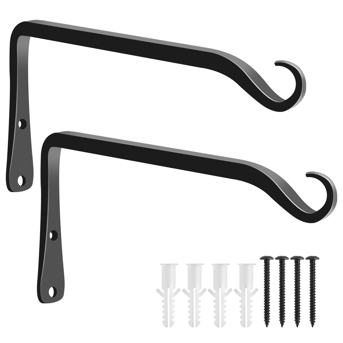 FEED GARDEN 8 inch hanging bracket in black for durable outdoor plant displays.