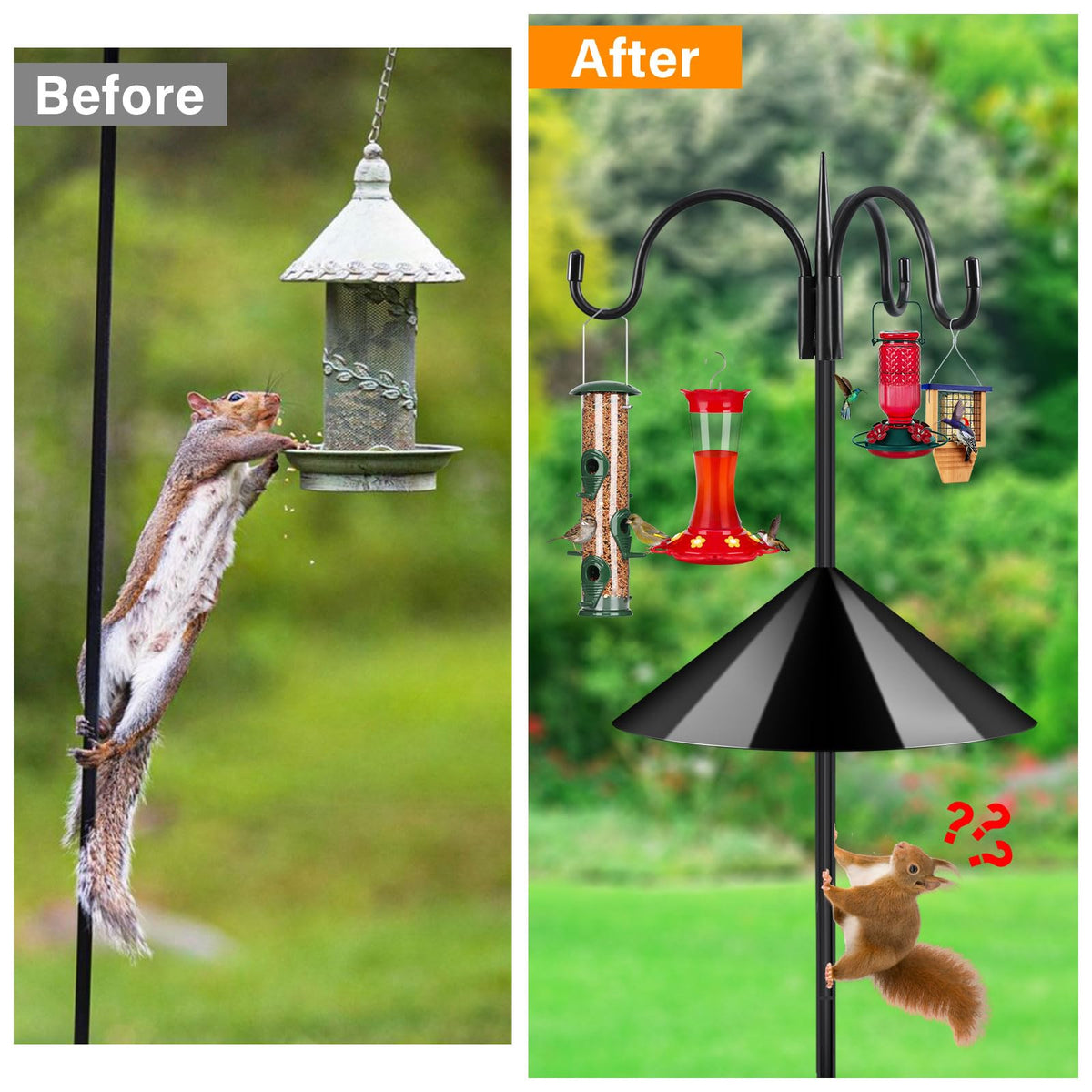 FEED GARDEN weather-ready design supports hanging plants and decorations.