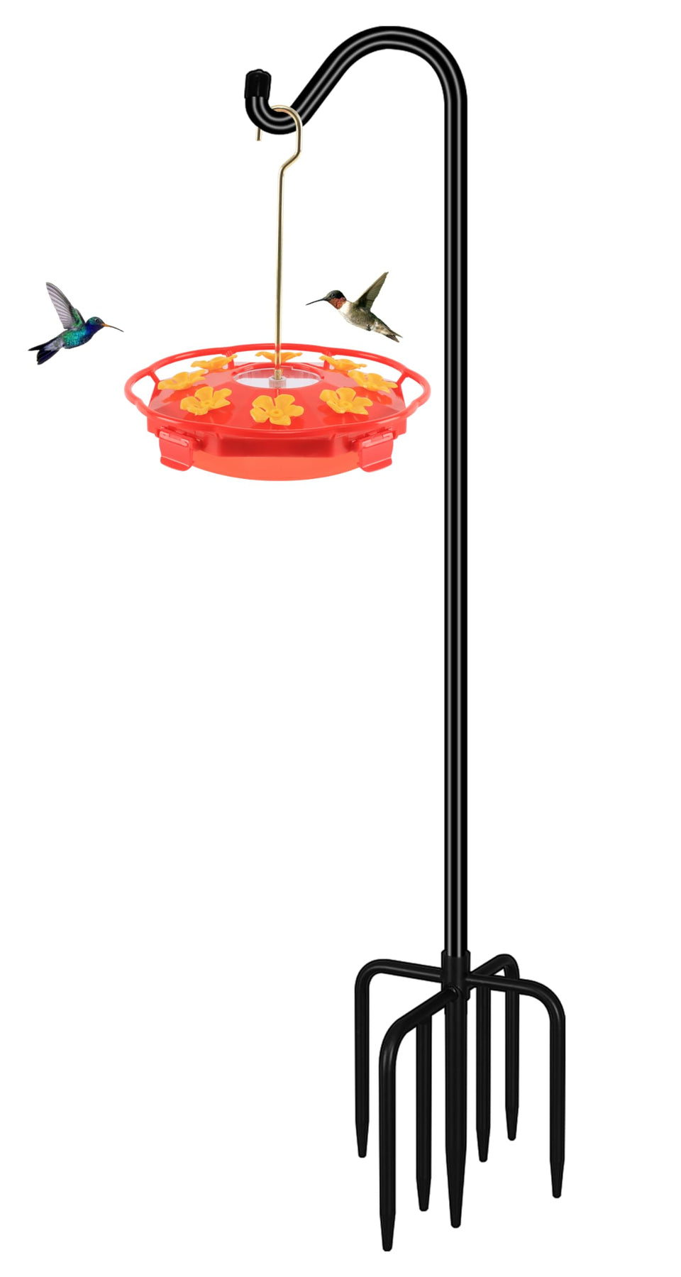 FEED GARDEN 92-inch adjustable shepherd hook base with 7 prongs for stability.