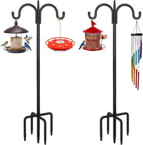 FEED GARDEN adjustable double shepherds hook with 63-inch height and five-prong base for stability.