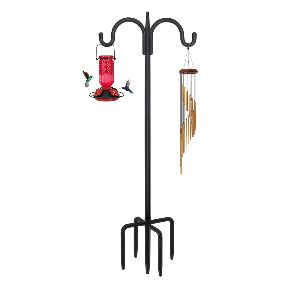 FEED GARDEN adjustable double shepherds hook with 76inch base for bird feeders and plant baskets
