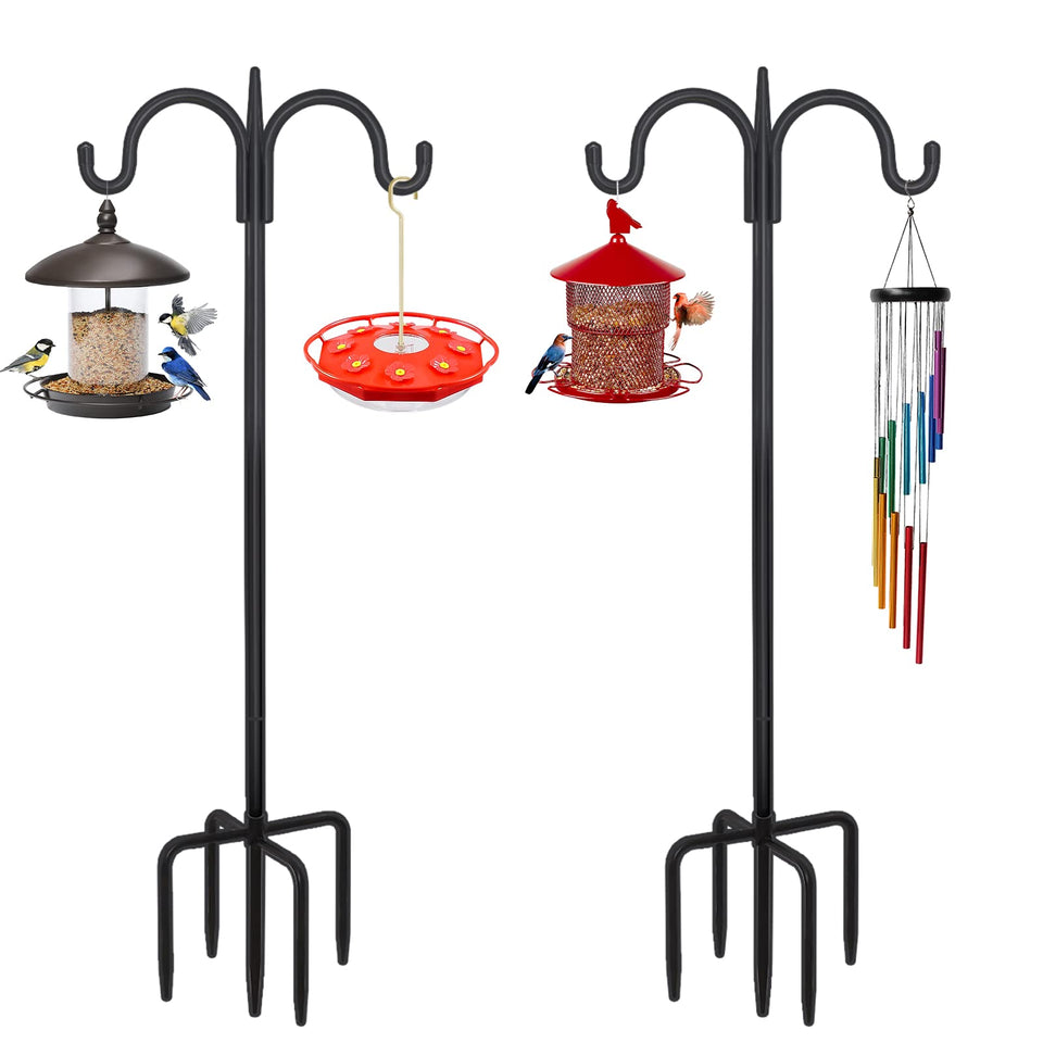 FEED GARDEN adjustable double shepherds hook at 76 inches for versatile outdoor hanging.