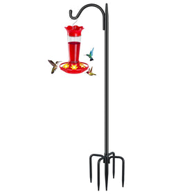 FEED GARDEN adjustable shepherd hook base with five prongs provides sturdy ground support.