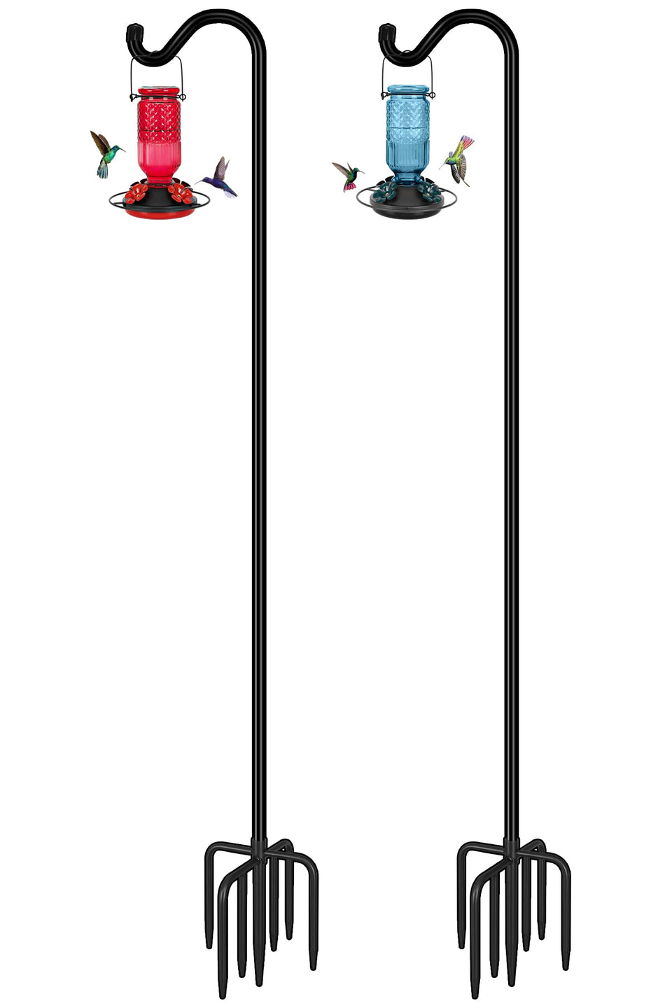 FEED GARDEN adjustable shepherd hook with seven-prong base for stable outdoor installation