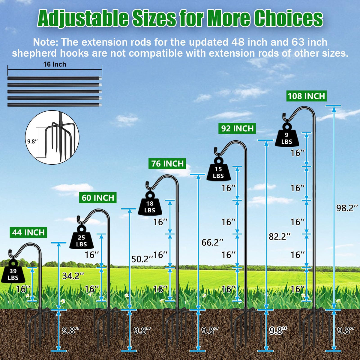 FEED GARDEN seven-prong base offers solid ground support in windy weather