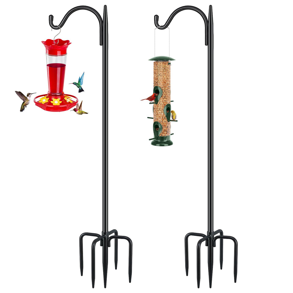 FEED GARDEN bird feeder pole with five-prong base for sturdy outdoor use.