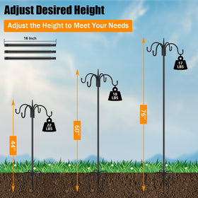 FEED GARDEN bird-feeder-pole with five-prong-base provides stable outdoor support.