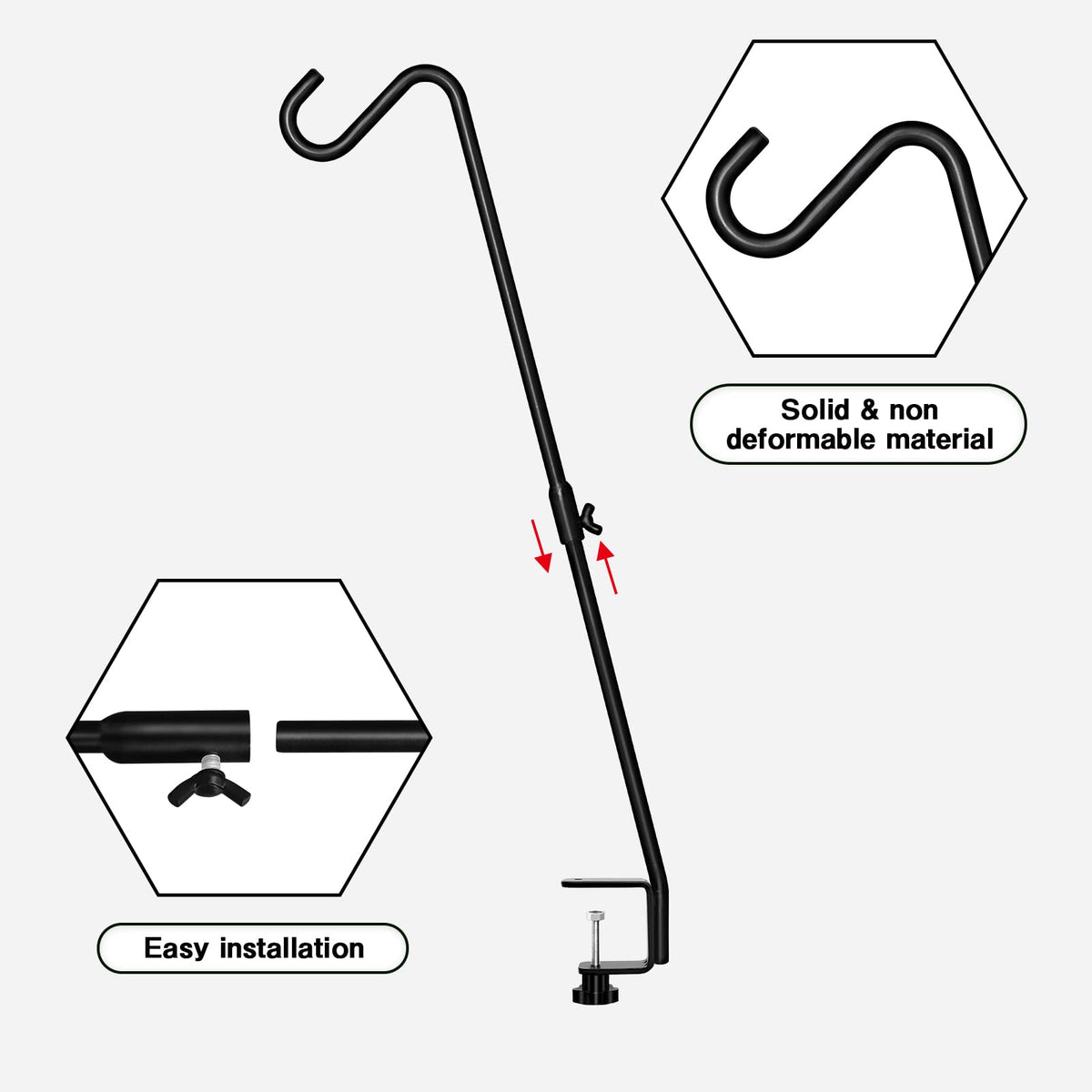 FEED GARDEN black powder-coated deck hook for outdoor use