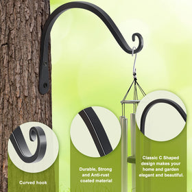 FEED GARDEN black powder-coated finish resists weather for outdoor use.