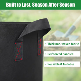 FEED GARDEN 15-gallon bag showing breathable drainage for healthy roots.